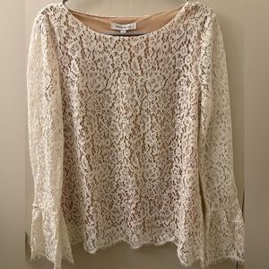 NWT Rose & Olive tan with white lace women’s small